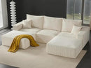 Boneless Sectional Cloud Couch Sofa for Living Room, 112" U-Shaped Modular Modern Lounge Sleeper Beige Couches with Chaise, No Assemble, Cordury Compression Upholstered Sofas by CozyNest Decor