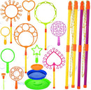 Lenwen 16 Pcs Giant Bubble Wands Kit Big Maker Toy Large Gigantic Bubble Wands with Refill and Tray for Summer School Birthday Outdoor Playtime Fun Activity Party Favors(Assorted) by TinyTreasures Baby Boutique