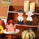 Amorita Fall Thanksgiving Decorations Wooden Turkey Pilgrim Couple Table Sign 3 Pcs Fall Thanksgiving Decor Standing Tabletop Sign Decor for Autumn Harvest - Z by CozyNest Decor