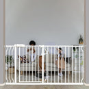 Extra Wide Baby & Dog Gate 62-67 Inch, Pressure Mounted No Drilling, Adjustable Indoor Safety Gate for Stairs & Wide Doorways - Metal Design for Kids and Pets, White by TinyTreasures Baby Boutique