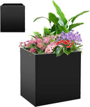 Metal Rectangular Planter Box, Small Planter Boxes Outdoor, 18''L x 18''W x 20''H Heavy Duty Plant Box with Removable Insert Shelf, 3 Tier Adjustable Height Tall Garden Planter for Plants, Flowers by GreenHaven Gardens