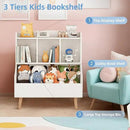 Kids Bookshelf and Toy Storage, 4-Cubby Toy Storage Organizer with Bookcase, Wood Kid Storage Cubby, 24"L x 14"D x 28"H Montessori Toy Shelf, Toddler Book Shelf for Kids Room Nursery Playroom by CozyNest Decor