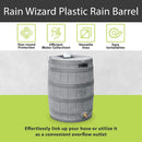 Good Ideas Rain Wizard 50 Gallon Plastic Outdoor Home Water Storage Tank Rain Barrel Collector with Brass Spigot and Flat Back Design, Gray by GreenHaven Gardens