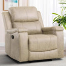 EBELLO Recliner Chair, Single Overstuffed Sofa Recliner, Breathable Faux Leather Manual Reclining Chairs with Hidden Cup Holder, Arm and Back for Adults, Living Room, Bedroom, Beige by CozyNest Decor