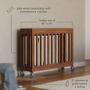 Foundations Boutique Folding Mini Baby Crib - Compact, Portable, Wooden Hotel Crib, Foldable Compact Cribs for Baby & Toddlers - Includes 3" Foam Mattress - Cherry by TinyTreasures Baby Boutique