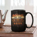 Custom Couple Mug with Floral Boots Design, Personalized Name Coffee Mug 11oz 15oz, Fall Inspired Ceramic Coffee Cup, Custom Autumn Scene Black Cup, Gifts for Boyfriend, Girlfriend by CozyNest Decor