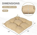 Aoodor 19" x 19" x 5" Tufted Outdoor Chair Cushions, Water Resistant & Fade Resistant Polyester Dining Chair Pads with 2 Straps for Patio Furniture, Set of 4 by GreenHaven Gardens