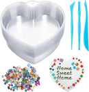 24 Pcs Stepping Stone Kit Includes Concrete Mold, Mosaic Tiles and Carving Tools, DIY Craft Handmade Stepping Stone Kit for Kids, Family, Garden Outdoor Decor, No Concrete Mix(Heart,10 Inch) by GreenHaven Gardens