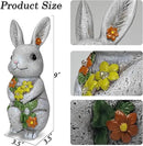 Solar Easter Rabbit Statue - Rock-Like Design with Flower Lamp Beads Woman Gifts Resin Easter Bunny Sculpture for Indoor and Outdoor Statue Decor, Garden Decoration by GreenHaven Gardens