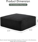 40" Square Stuffed Ottoman Pouf for Sofa Couch, Corduroy Poufs with Foam Chunk Filling, Furry & Fluffy Foot Stool Movable Ottoman. 40 * 40 Floor Poufs Foot Rest for Living Room, Black by CozyNest Decor