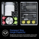 AIRMSEN Countertop Dishwasher Complete 2-Level Rack, Portable Dishwashers with 5L Built-in Water Tank, 3-Spray Arms & 12H Delay Start, No Hookup Needed, A01, White by TinyTreasures Baby Boutique