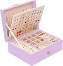 Girls Jewelry Box Earring Holder Organizer for Girls Earring Organizer Teen Jewelry Box Organizer for Girls Purple jewelry Boxes for Earrings Necklaces Rings Stud Earrings Box Organizers Teens by TinyTreasures Baby Boutique