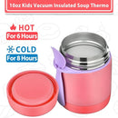 10oz Soup Thermo for Hot Food Kids,Lunch Thermo Kids Food Jar with Spoon Hot Insulated Food Containers,Leak Proof Stainless Steel Wide Mouth Lunch Food Thermo Jar for School(Pink) by TinyTreasures Baby Boutique