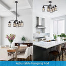 XINGQI Modern Black Chandelier 6-Light Pendant Lighting Fixture with Metal Shade 24" Height Adjustable for Dining Room Living Room Bedroom by CozyNest Decor
