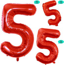GOER Red Foil Balloons Number 5,Huge Number Balloons for 5th 55th Birthday Party Supplies Anniversary Decorations (3 pcs,42 inch,32 inch,16inch) by TinyTreasures Baby Boutique