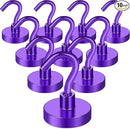 MIKEDE Magnetic Hooks, 40Lbs+ Heavy Duty Magnet Hooks for Cruise Cabins, Super Neodymium Hanging Hooks Strong Magnets with Hook for Fridge, Magnetic Hanger for Grill, Toolbox, Storage(Purple, 10 Pack) by CozyNest Decor