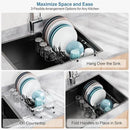 GSlife Expandable in Sink Dish Drying Rack - Capacity Adjustable Stainless Steel Over The Sink Dish Drainer with 2 Cup Holder and Utensil Holder for Kitchen Sink, 10.8"~17.9" L x 14.2" W, Silver by CozyNest Decor