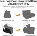 Bean Bag Chair with Ottoman, Comfy Bean Bag Sofa with Memory Foam, Lazy BeanBag Sofa with Footstool, Fireside Bean Bag Couch for Living Room, Bedroom, Apartment by TinyTreasures Baby Boutique