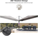 PURPLE LEAF 11.5' X 8' Left-right Tilting Outdoor Patio Umbrella Swivel Offset Cantilever Heavy Duty Rectangle Aluminum Umbrella with UV Resistant for Deck Pool Patio Backyard, Ash Mocha by GreenHaven Gardens