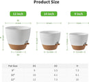 FaithLand 3-Pack Large Planter Pots, 12 10 9 Inch Self Watering Flower Pots for Indoor Outdoor Garden Plants, White with Brown by GreenHaven Gardens