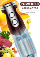 MegaWise 5-in-1 Hand Blender Set with Variable Speed Control, 400W Immersion Blender - Includes Whisk, Milk Frother, Chopper, and Beaker for Smoothies, Soups, and Baby Food (RED) by TinyTreasures Baby Boutique