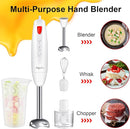 Immersion Blender 4 in 1, 16000rpm Speed, 400W Turbo Motor & Ergonomic Grip Hand Blender Set, Splash-Proof Stainless Steel Blades, for Soup, Baby Food, Smoothies, Sauce (Red+Ivory) by TinyTreasures Baby Boutique