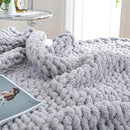 Bigacogo Chunky Knit Throw Blanket for Couch, 40x80 inches, 100% Hand Knitted with Thick Jumbo Chenille Yarn, Cozy Soft Large Rope Knot Cable Crochet Blankets for Sofa Bed Living Room, Light Grey by CozyNest Decor