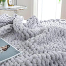 Bigacogo Chunky Knit Throw Blanket for Couch, 80x90 inches, 100% Hand Knitted with Thick Jumbo Chenille Yarn, Cozy Soft Large Rope Knot Cable Crochet Blankets for Sofa Bed Living Room, Light Grey by CozyNest Decor