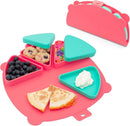 On-The-Go Snack Mat – Baby Silicone Travel Dining Placemat – Portable Silicone Toddler Plate – Reusable Snack Container with 3 Compartments and Lids for 6 Months + (Watermelon) by TinyTreasures Baby Boutique