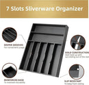 Silverware Organizer Kitchen Drawer Organizer Utensil Organizer Bamboo Silverware Holder Cutlery Organizer in Drawer Flatware Organizer Tray(7 slots, Black by CozyNest Decor