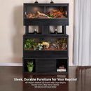 New Age Pet ECOFLEX 48 in Mojave Reptile Lounge in Espresso Black, Durable Wood Plastic Composite Habitat with Vented Side Panels, Removable Sliding Glass Doors, and Mesh Screen Top for Lamp Setup, by CozyNest Decor