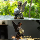 Garden Statues Outdoor Flower Fairy Decor,Solar Powered Outdoor Resin Statues-Patio Lawn Yard Porch, Funny Garden Fairies Ornaments Figurines for Outside Garden Gifts,8.31 Inches Tall by GreenHaven Gardens