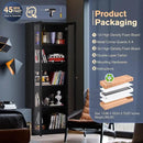 5 Tier Metal Curio Cabinets, 71" Tall Modern Bookshelf Cabinet with 4 Adjustable Shelves, Cabinet Display Case for Home Office, Living Room, Pantry, Assemble Required, Black by CozyNest Decor