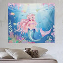 HZOHNAGO Mermaid Girls Tapestry Watercolor Mermaid Princess Pattern Printed Wall Tapestry Wall Hanging for Bedroom Living Room Dorm 60" W x 50" H by CozyNest Decor