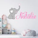 Decor Designs Decals Girls Nursery Baby Grey and Pink Elephant Custom Name Personalized Wall Decal Sticker for Playroom Decor or Baby's Room (Multi-Sizes) (Name, Without Initial) by TinyTreasures Baby Boutique