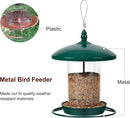 Metal Bird Feeder for Outdoors Hanging,3.0LB Seed Feeder,Easy to Fill & Clean,360° Feeding,Chew Proof Weatherproof Roof for Gardens and Wild Birds,Green by CozyNest Decor
