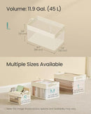 SONGMICS Storage Bins Set of 3, Large Fabric Storage Baskets, Foldable Organizer with Transparent Nylon Mesh, 19.7 x 11.8 x 11.8 Inches, Handles, for Bedroom, Living Room, Cream White URFB950W01 by CozyNest Decor