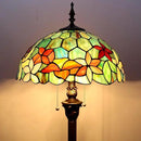 Tiffany Floor Lamp Stained Glass Lamp Standing Reading Light 16x16x70 Inch for Living Room (Red Green Flowers) by CozyNest Decor