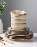 GBHOME Ceramic Dinnerware Sets,12 pcs Embossed Elegant Stoneware Plates and Bowls Sets, Housewarming Wedding Gift | Dishwasher & Microwave Safe | Dishes Set Service for 4 by CozyNest Decor
