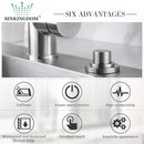 SinkTop Air Switch Kit (Long Full Brass Button) for Disposal, Dual Outlet, (Brushed Nickel) by CozyNest Decor