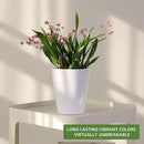 Dexceder 6x7 Self Watering Planter Indoor Outdoor, High Gloss Table Flower Plant Pot with Water Level Indicator (White) by CozyNest Decor