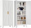 71'' Farmhouse Metal Storage Cabinet with Barn Doors,Steel File Cabinet for Home Office,Kitchen Pantry 4 Adjustable Shelves,Freestanding Cupboard for Kitchen,for Home Office,School (White) by CozyNest Decor