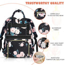 Baby Diaper Bag Backpack, Travel Diaper Bags for Girl Boy Large Capacity Baby Bag Backpack for Women Black Floral by TinyTreasures Baby Boutique