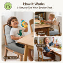 Booster Seat for Kitchen Chair with Comfy Backrest Pillow and Adjustable Safety Buckles,Non-Slip Kid Toddler Booster Seat for Dining Table, PU Travel Baby Booster Cushion Chair by TinyTreasures Baby Boutique