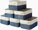 TcaFmac Organization and Storage Cubes - 12x8x5.2 inch Small 6 Pack Collapsible Storage Bins for Sheves, Fabric Storage Basket for Gifts Empty for Closet Cloth Toy Kids Books(White & Jean Blue) by CozyNest Decor