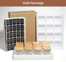 ComSaf 12Pcs Glass Spice Jars with Bamboo Lid, 4oz Airtight Square Spice Containers with 275 Black Lables, Empty Seasoning Jars for Spice Salt Sugar by CozyNest Decor
