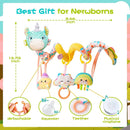 Car Seat Toys for Babies 0-6 Months, Hanging Spiral Stroller Toys, Infant Newborn Brain Development With Music Crinkle Teether Rattle for Baby Boy Girl 0-3-12 Months by TinyTreasures Baby Boutique