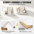 Floating Wall Shelves - 16"x6.8"x1.2" Sturdy Rustic White Solid Wood Shelves for Storage and Décor, Easy Installation for Living Room, Bedroom, and Kitchen - 2 Pack