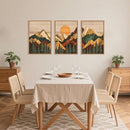 Celestdeco Woodcut Style Mountain Framed Canvas Wall Art Set, Large Brown Ridge Wall Decor, Boho Pine Tree Wall Painting, Abstract Wooden Art Print for Living Room, Bedroom, Office - 24"X36"X3(Not-3D Effect) by CozyNest Decor