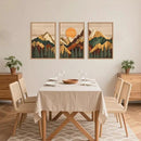 Celestdeco Woodcut Style Mountain Framed Canvas Wall Art Set, Large Brown Ridge Wall Decor, Boho Pine Tree Wall Painting, Abstract Wooden Art Print for Living Room, Bedroom, Office - 16"X24"X3 (Not-3D Effect) by CozyNest Decor